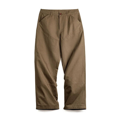 Maden Vintage Solid Logging Pants Versatile Cotton Straight Casual Lumberjack Pants with Zipper Fly and Pockets Trousers for Men