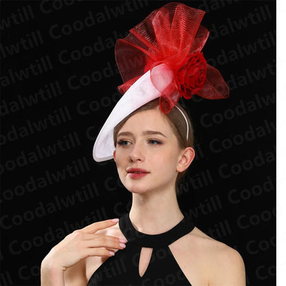 Fascinator Feminino Azul Marinho Chic Chapéu Elegante para Royal Ascot Millinery Noiva Casamento Coquetel Acessórios de Cabelo Véus e Acessórios para Cabeça