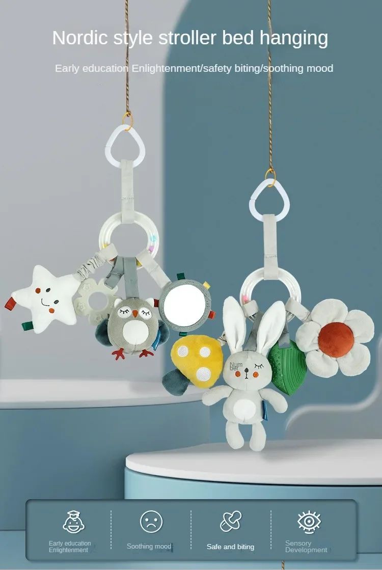 Brinquedos para Bebês de 0, 3, 6, 12 Meses, Brinquedo de Pelúcia com Atividades de Arco-Íris para Pendurar no Carrinho de Bebê, Cadeirinha de Carro, Berço, Viagem, Brinquedos Sensoriais para Bebês