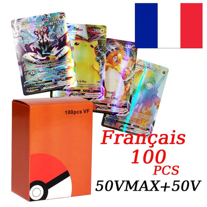 2025 Nova Versão Francesa Cartas Pokémon VMAX V EX GX MEGA Coleção Cartas Batalha Treinador Brinquedos de Natal Infantis Presente