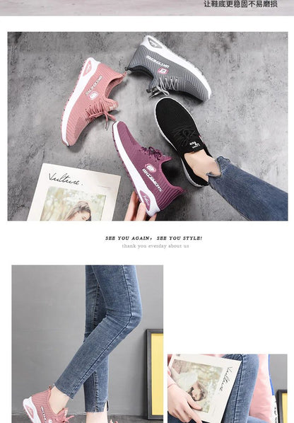 Women Casual Shoes Fashion Breathable Walking Mesh Flat Shoes Sneakers Women 2024 Gym Vulcanized Shoes Purple Female Footwear
