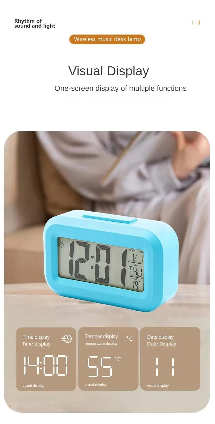 Desk Decorations Table Clock Bedroom Decoration Led Digital Alarm Clock Data Times Calendar Electronic Multi-function Desktop