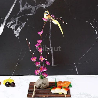 Bandeja de prato para frutos do mar, Barco de Sushi, Plantas de Flores Decorativas, Concepção Artística, Pequeno Ornamento Decorativo, Flor de Pêssego Criativa