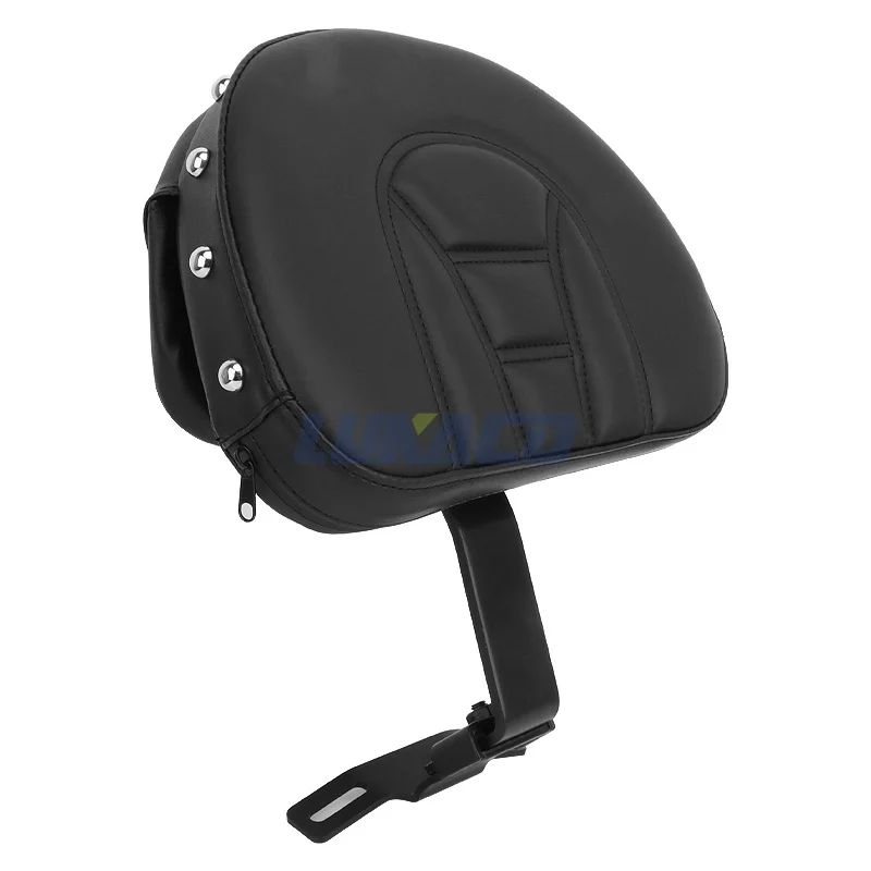 Motorcycle Adjustable Driver Rider Backrest Plug In Sissy Bar Seat Cushion Moto Pad For Harley Fatboy Heritage Softail 2007-2017