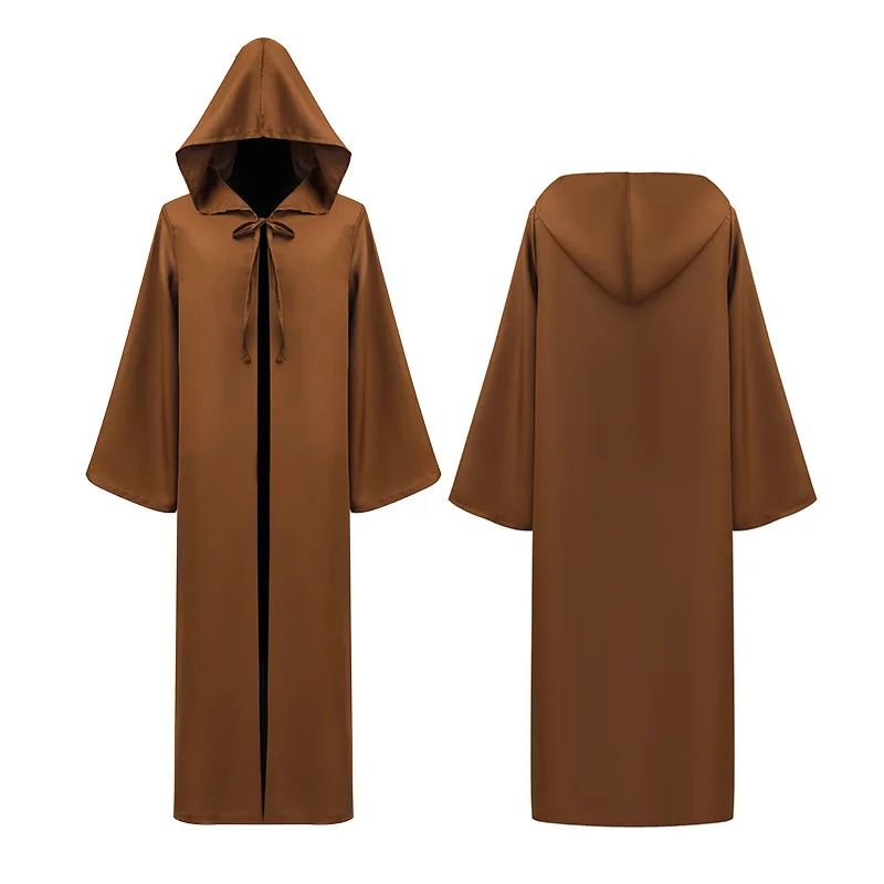 Movie Cosplay Jedi Knight Cosplay Costume Men Women Long Shirt Robe Warrior Hooded Cloak Halloween Party Cosplay Costumes