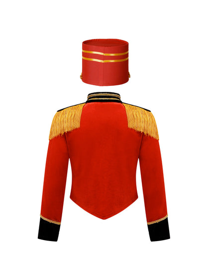 Girls Boys Marching Band Costume Outfits Circus Ringmaster Jacket Coat Team Performance Drummer Drum Major Uniform with Hat Sets