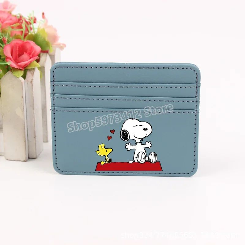 Bolsa Moedeiro Snoopy Peanuts Anime Porta Cartão de Crédito Passaporte Carteira de PU Capa para Cartões de Identificação Bolsa Presente de Aniversário para Crianças Homens Mulheres