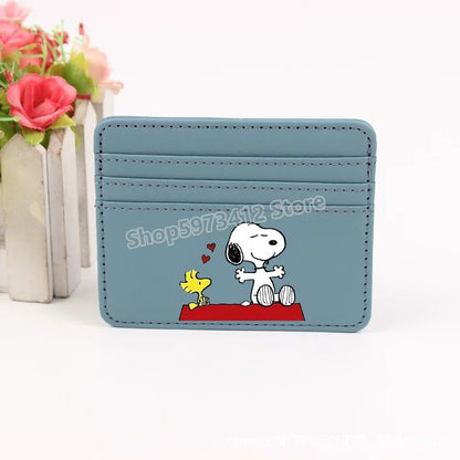 Snoopy Coin Purse Peanuts Anime Credit Card Holder Passport PU Wallet ID Cards Cover Case Bag Kids Men Woman Birthday Gift