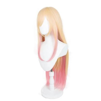 Minha Fantasia de Marin Kitagawa de My Dress-Up Darling Peruca Cosplay Ombré Rosa Dourado Sintética Longa Lisa Peruca Comic-Con Coser Festa Diária