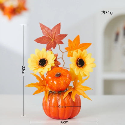 Autumn Theme Party Decor Sunflower Maple Leaf Ornaments Thanksgiving Day Bonsai Harvest Festival DIY Happy Halloween Day 2025