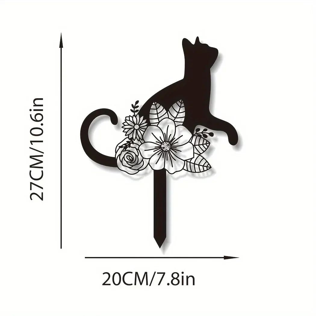 Exclusive Cute Cat Garden Decorative Silhouette - Tiki-Inspired Cat Family Garden Stakes | Perfect Outdoor Statues for Garden