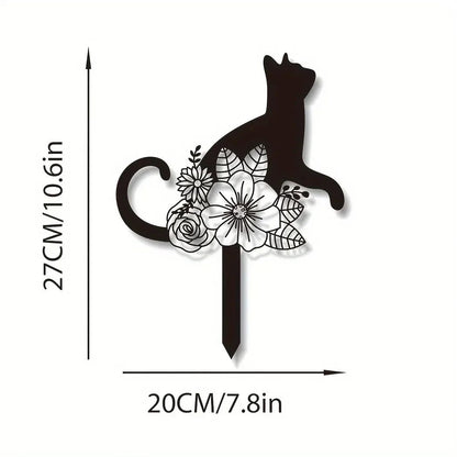 Exclusive Cute Cat Garden Decorative Silhouette - Tiki-Inspired Cat Family Garden Stakes | Perfect Outdoor Statues for Garden