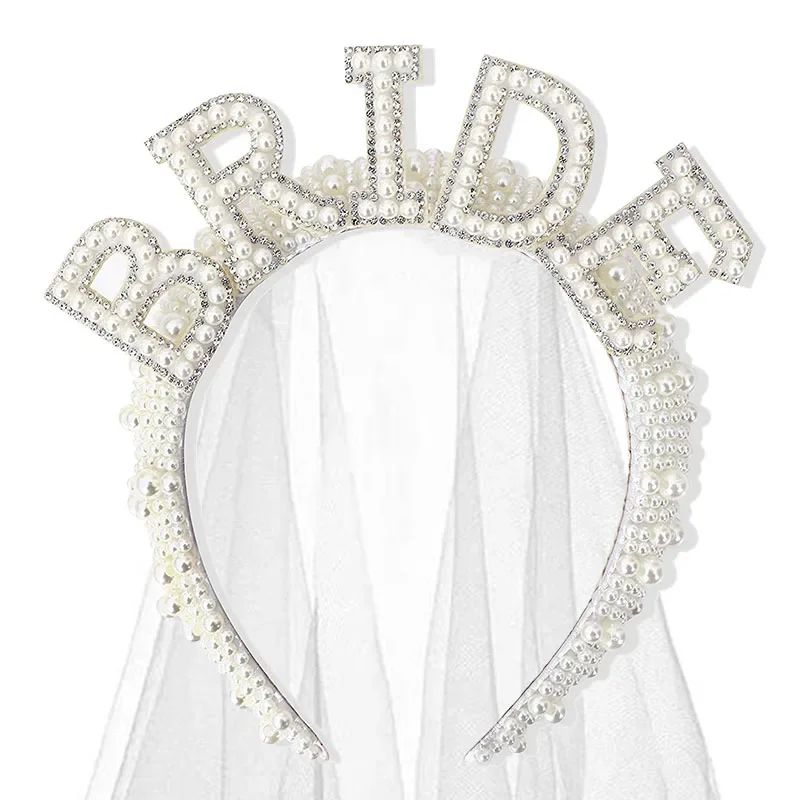 Bride to be Pearl crown Headband Bach Bachelorette hen Party Bridal Shower wedding engagement rehearsal dinner Decoration Gift