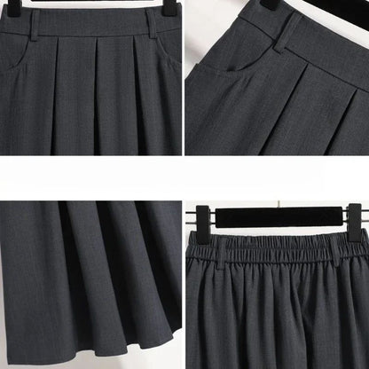 Solid Color Versatile Medium Length Skirt Pleated Plus Size A-Line Maxi Gown Cover Hip Spring Summer 2025 New Half-length Skirt