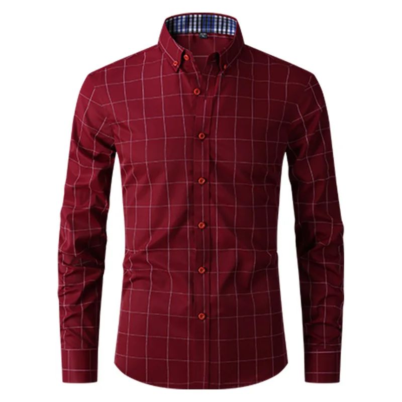 Brand New Men Shirt Male Dress Shirts Plaids Men's Casual Long Sleeve Business Formal Plaid Men's Shirt Camisa Social