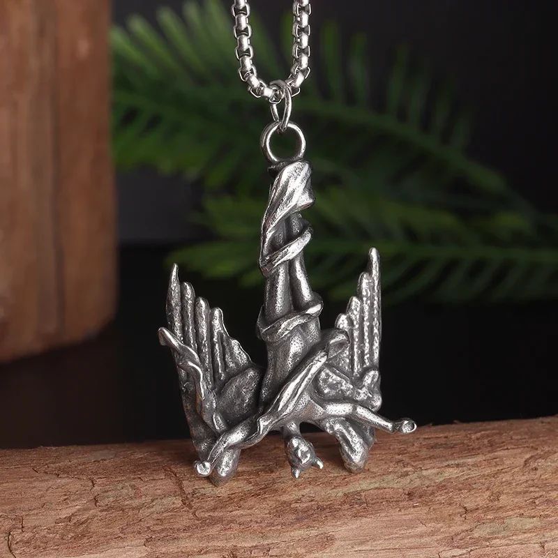 Colar Masculino Caveira Prisioneira Banhado a Prata, Acessório de Joia Gótica para Motociclistas, Punk Rock e Halloween