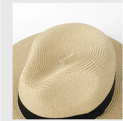 Chapéus de Sol Grandes Oversize para Homens Mulheres Praia Panamá Aba Larga Chapéu de Palha Senhora Chapéus de Sol de Verão Plus Size Chapéu Fedora 55-57cm 58-60cm