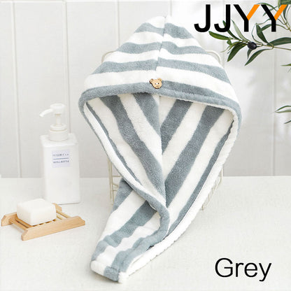 JJYY Towel Bathroom Absorbent Women Adult Quick-Drying Bath Thicker Shower Long Curly Hair Cap Dry Head Hair Towel Microfiber