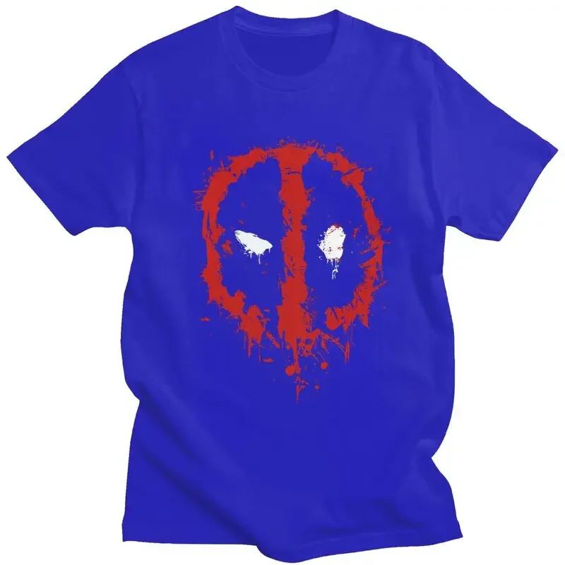 T-Shirts Kawaii Deadpool Splatter T Shirt Men Short Sleeved T-shirt Casual Tee Cotton Slim Fit Tshirt Merch Hale Spring Summer
