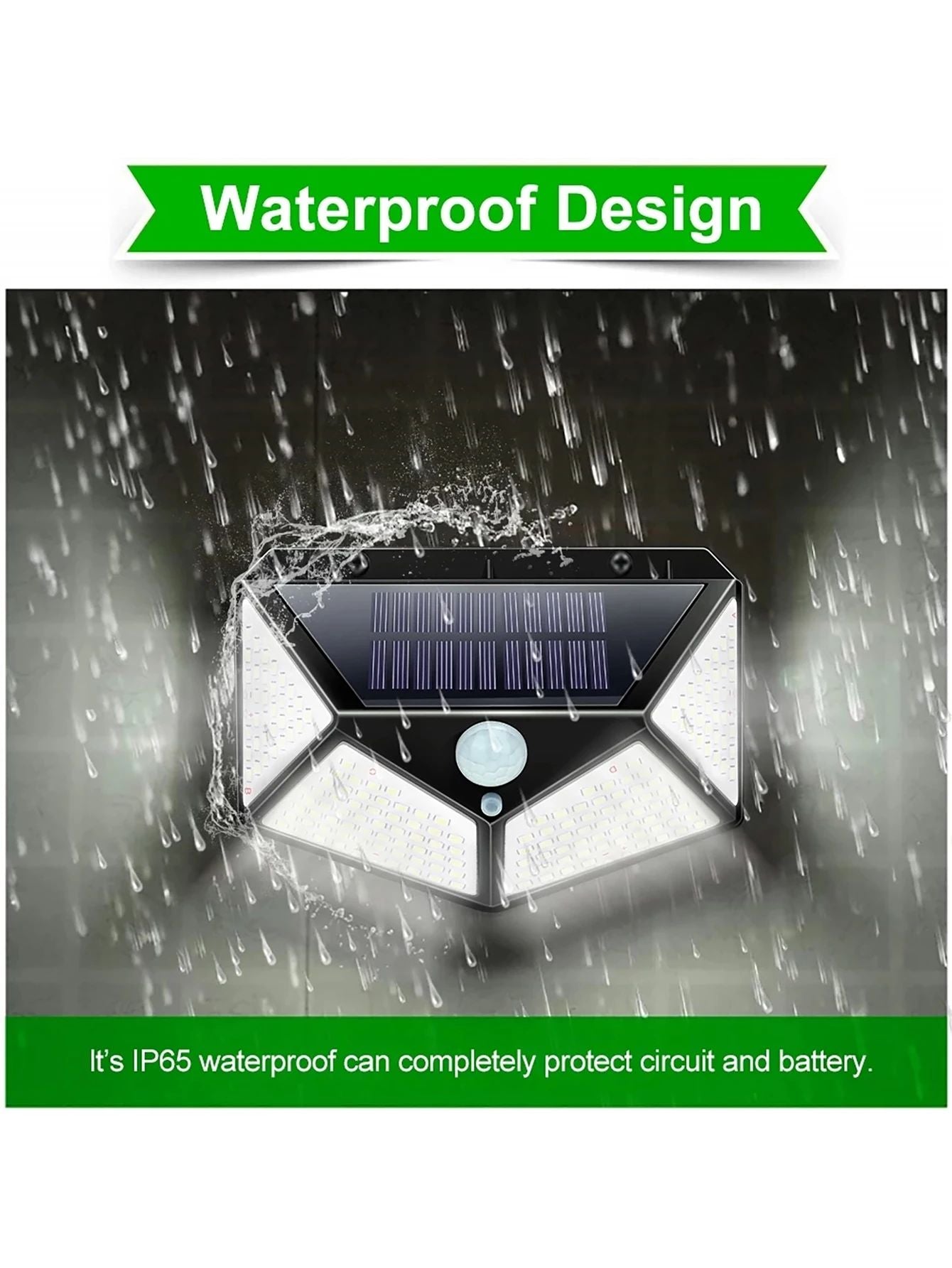 Solar Security Lamp Outdoor Garden Decor Waterproof Solar Powered 100 LED PIR Motion Sensor Spotlight for Yard & Pathway, Fence.