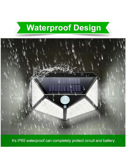 Solar Security Lamp Outdoor Garden Decor Waterproof Solar Powered 100 LED PIR Motion Sensor Spotlight for Yard & Pathway, Fence.