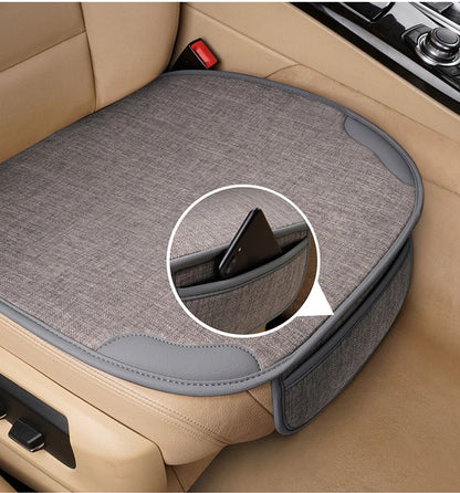 Car Seat Cover for Front Rear Universal Flax Car Seat Cushion Protector Pad Mat Non Slide Auto Four Season Pad Auto Interior