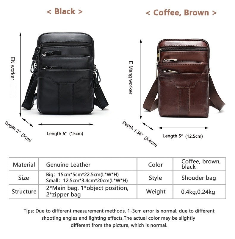 New Men's Cow Leather Chest Bag Man Small Shoulder Casual Male Crossbody Waist Bag