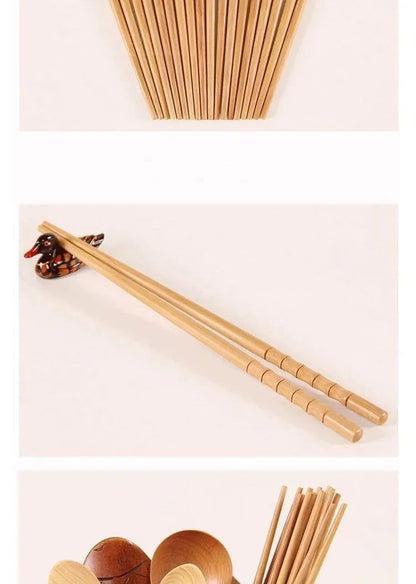 Hashis de Madeira de Bambu Natural Artesanais Hashis de Bambu para Cozinha Doméstica 24cm Reutilizáveis para Sushi e Utensílios de Mesa