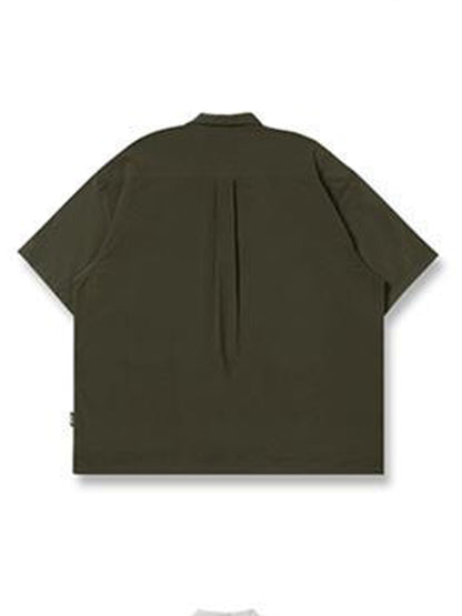 Gmiixder Multi Pocket Lapel Shirt Loose Workwear Short Sleeve Button Blouse Men Women Vintage CityBoy Japan Premium Cargo Shirt