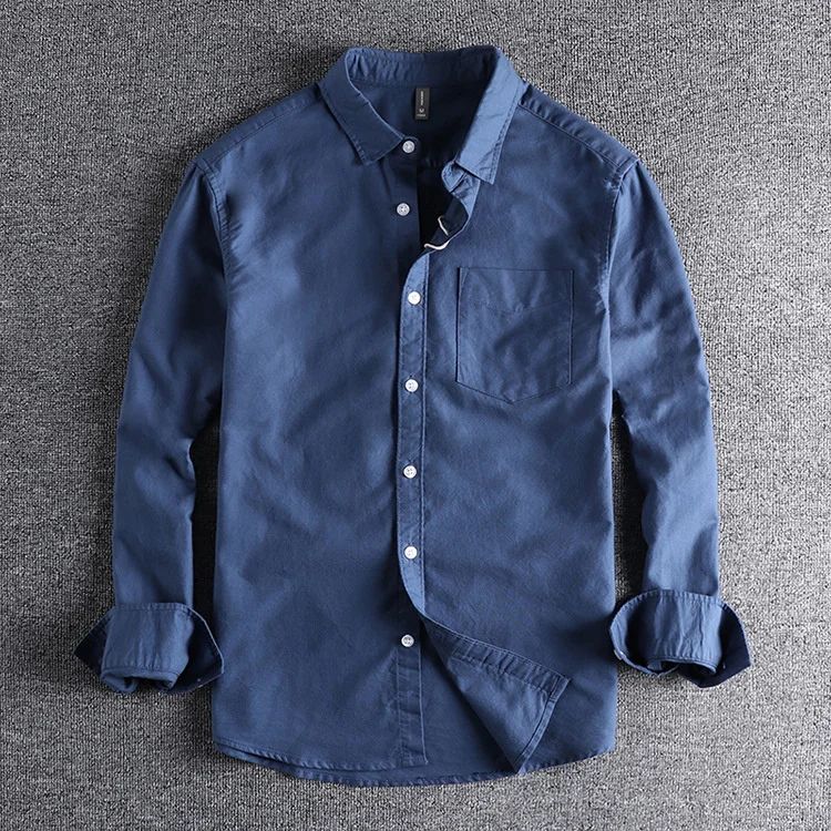 Basic Minimalist Men Shirt Jacket Pure Cotton Washed Oxford Military Light Casual Work Safari Style Shirts Mens Tops Shirt