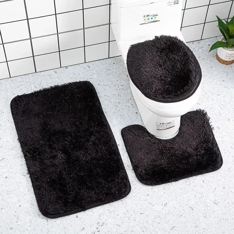 3piece Bathroom Mat Bathroom Silk Tie-dye Bathroom Soft Non-slip Carpet Shower Carpet Toilet Seat Cover Floor Mat