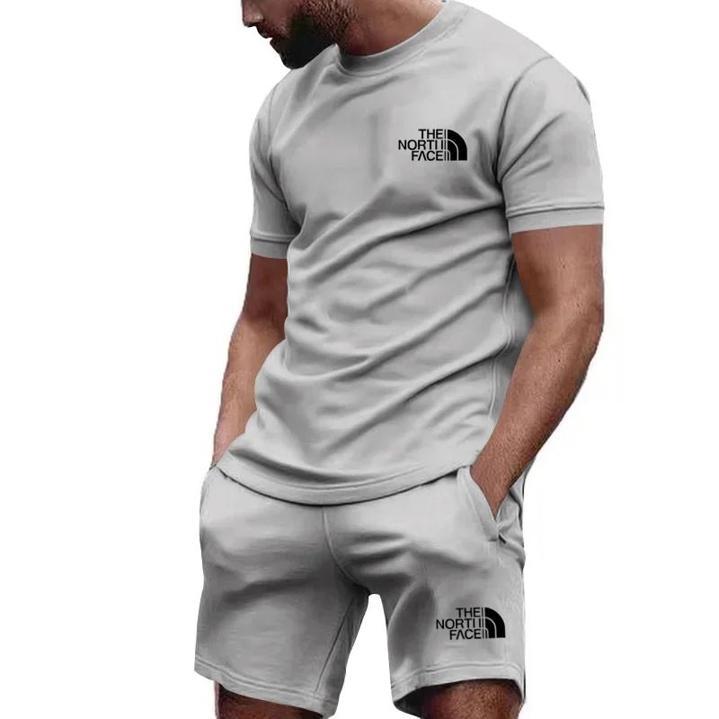 Summer MEN'S fitness fashion MEN'S casual sportswear suit quick drying sports suit short sleeve T-shirt shorts 2 piece set