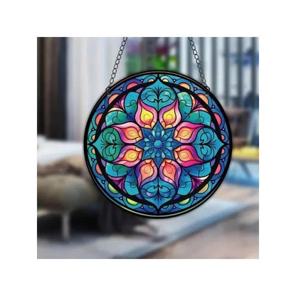 Starry Night Sky Round Acrylic Painted Home Living Room Window Wall Hanging Craft Party Car Pendant Retro Decoration Accessory