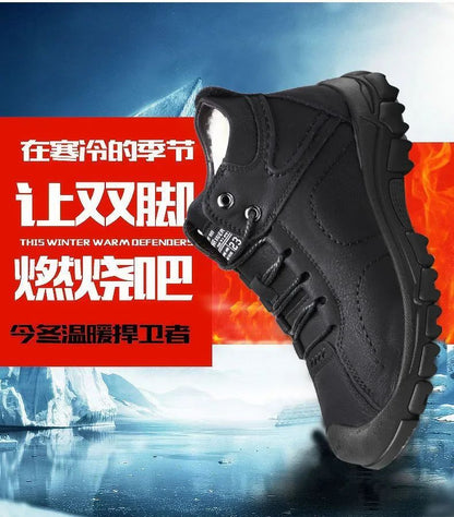 2025 Quente Venda Inverno Novo Sapatos de Algodão Mais Lã Grossa Casual Sapatos Esportivos Masculinos Tênis Cano Alto de Couro Moda Botas de Neve