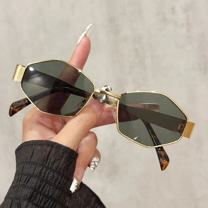 Fashion Polygonal Women Sunglasses 2025 Vintage Brand Rhombus Ladies Sun glasses Shades Unique Metal Frame Punk Eyewear Men