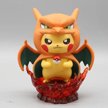Conjunto de Bonecos Pokémon de 12cm - Pikachu Gengar Charizard Cosplay, Presente de Estátua Colecionável Fofo para Fãs de Anime