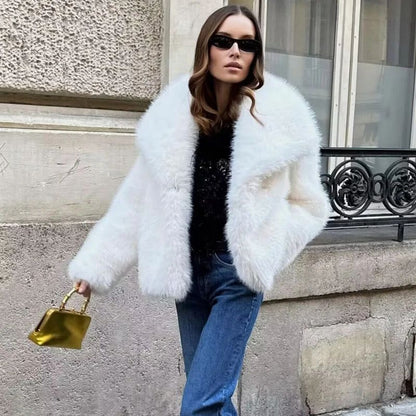 MUJER 2025 Faux Fur Coat Women Fluffy Women's Winter Jacket Long Sleeve Warm Winter Woman Coat Luxury Outerwears Coats for Woman