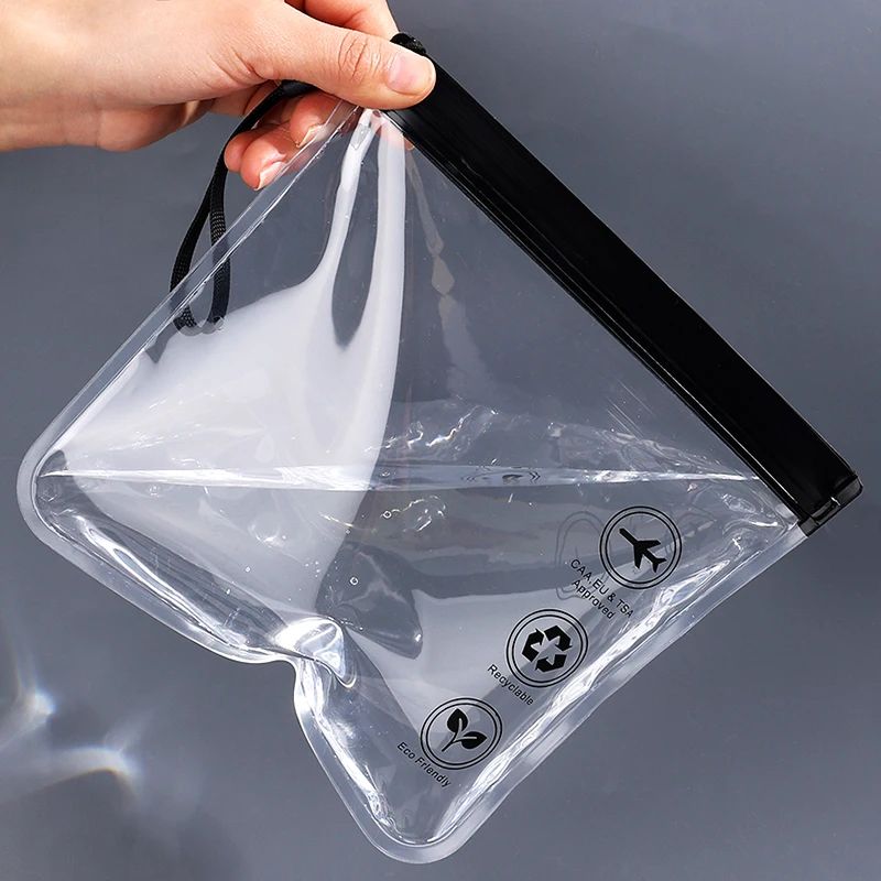 1pc Transparent toilet bag, portable travel essentials, flight makeup liquid leak proof, resealable EVA cosmetic bag