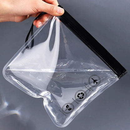 1pc Transparent toilet bag, portable travel essentials, flight makeup liquid leak proof, resealable EVA cosmetic bag