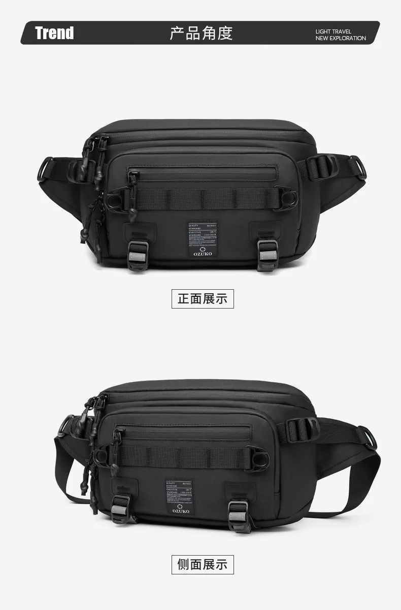OZUKO  Tactical bag Fanny Pack Outdoor Sports Tactical  Multifunction Waterproof Male Chest Bag Mens Crossbody Bags