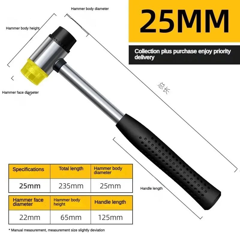 Martelo de Borracha com Duas Faces Macias 25mm Multifuncional para Contas de Vidro de Janela com Cabeça de Nylon