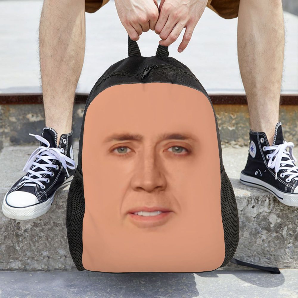 Custom Nicolas Cage Meme Laptop Backpack Women Men Basic Bookbag for College School Student Funny Bags