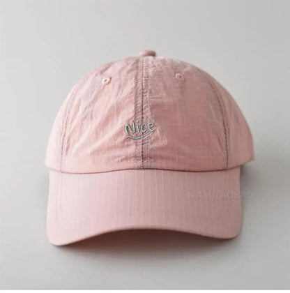 SS25 Korean Baseball Cap with Letter Embroidery & Gingham, Quick-Dry Minimalist Casual Unisex Hat for Daily Use