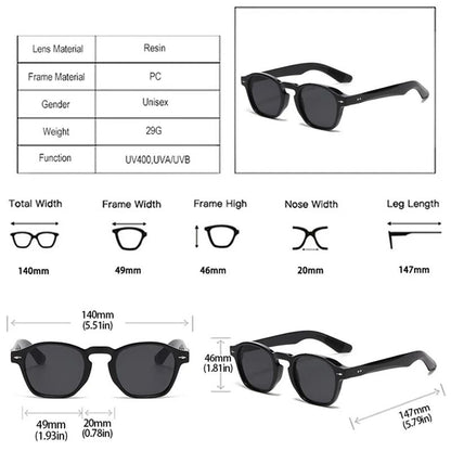 JNPCXI Retro Rivets Men Square Sunglasses Fashion Blue Green Trending Shades UV400 Women Clear Frame