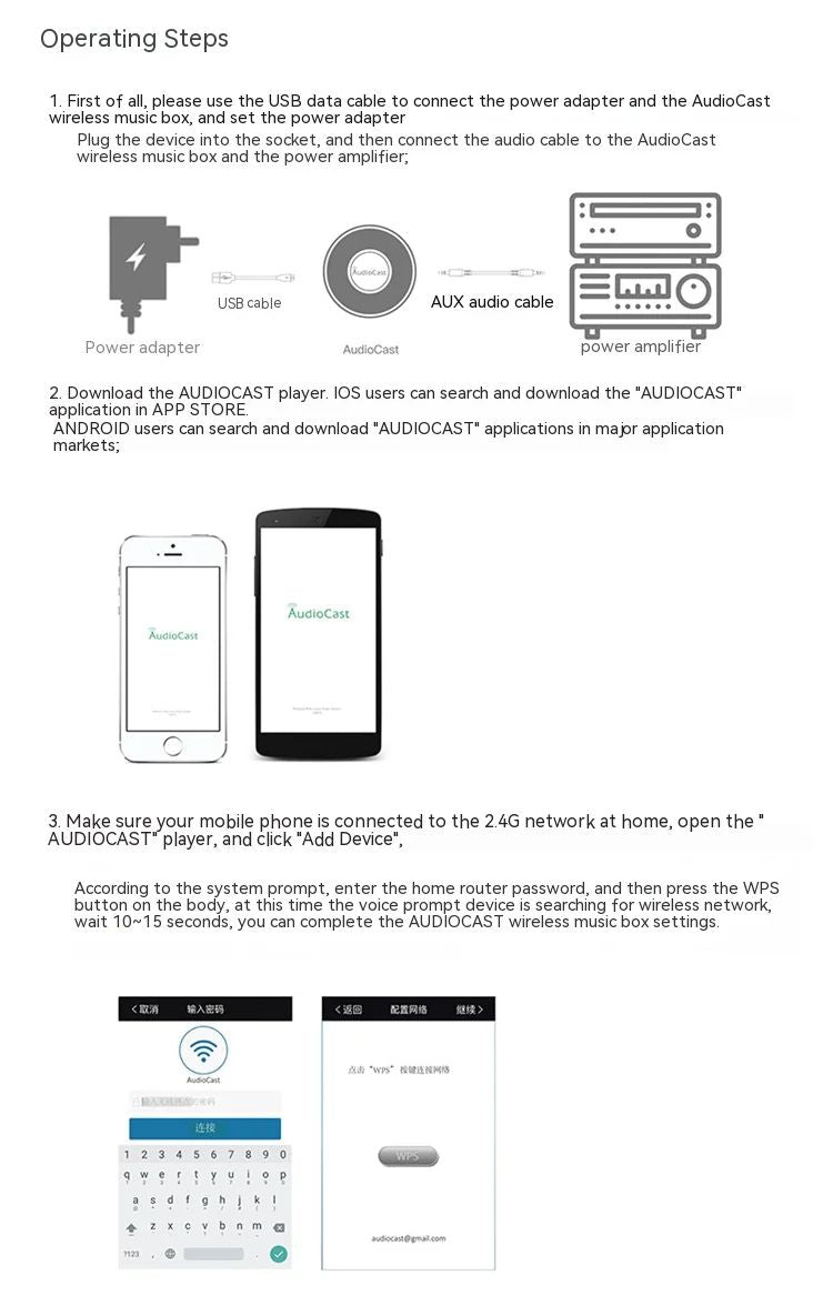 AudioCast M5 Wireless Wifi Music Audio Streamer Receiver Audiocast Ieast pPlayDLNA For Airplay Audio Music Adapter Multi Room