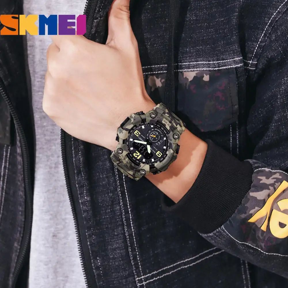 SKMEI 1637 Military Digital Watch for Men Camouflage Waterproof Wristwatch Mens Shockproof Sport Quartz Clock 1384 Montre Homme