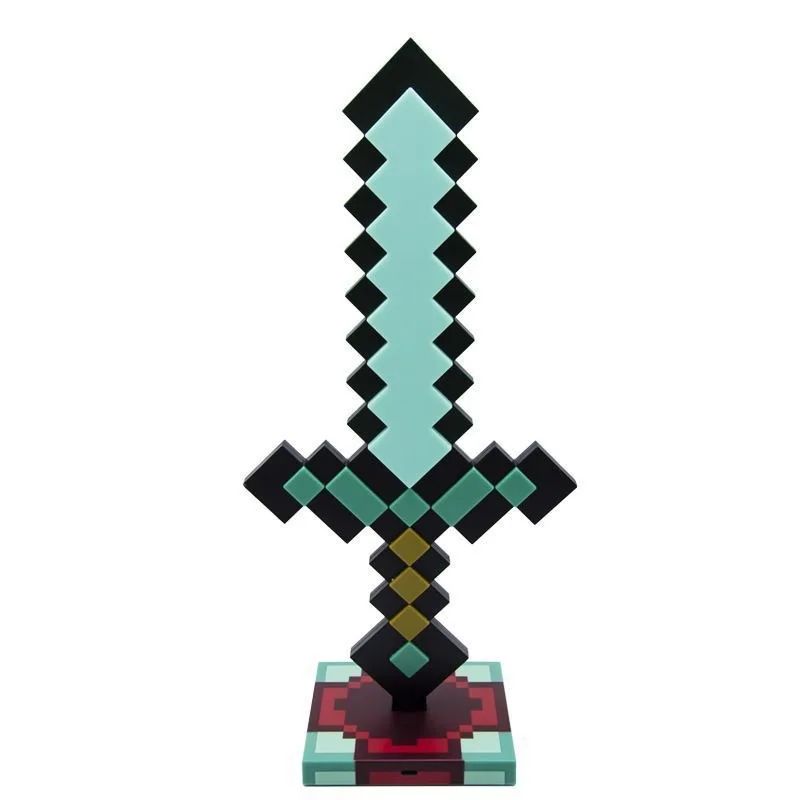 Minecraft Diamond Sword LED Night Light 3D Gamer Desk Lamp USB Charging Glowing Toys for Kids Room Decor, Birthday Gift for Boys