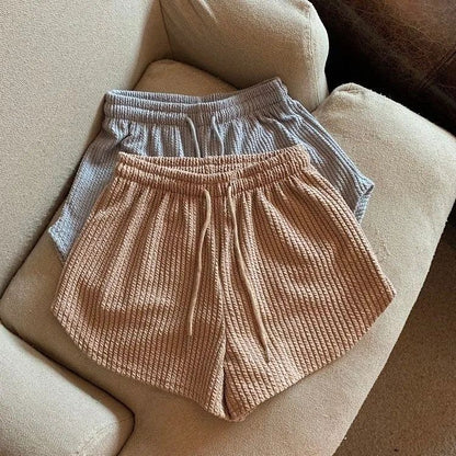 Women Shorts Summer High Elastic Lace Up Drawstring Wide Leg Sweat Short  Shorts for Women  Women Clothing  Womens Shorts