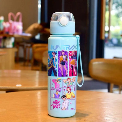 Garrafa de água Kpop Demon Slayer com canudo 700ml Copo de anime de verão para crianças Meninas Meninos Caneca esportiva ao ar livre Acessório de escola e escritório Presente