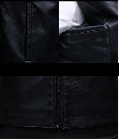 Mens Biker Leather Jacket 2023 Autumn New Men's Fashion Trend Decorative Motorcycle Leather Coat
